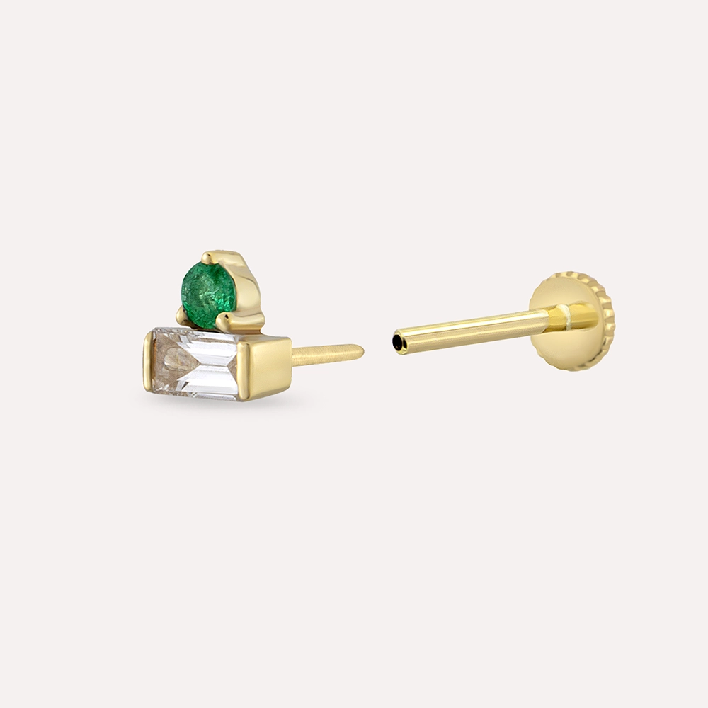 Eva Emerald and Diamond Yellow Gold Piercing - 3