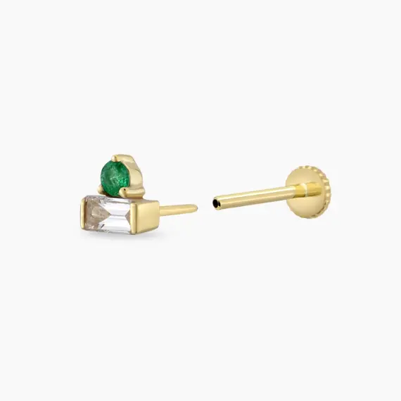 Eva Emerald and Diamond Yellow Gold Piercing - 3