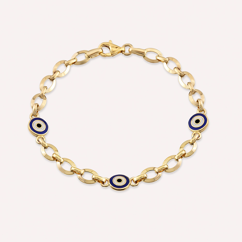 Evil Eye Enamel Yellow Gold Bracelet - 1