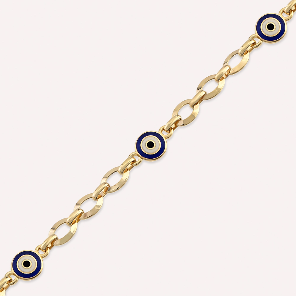 Evil Eye Enamel Yellow Gold Bracelet - 2