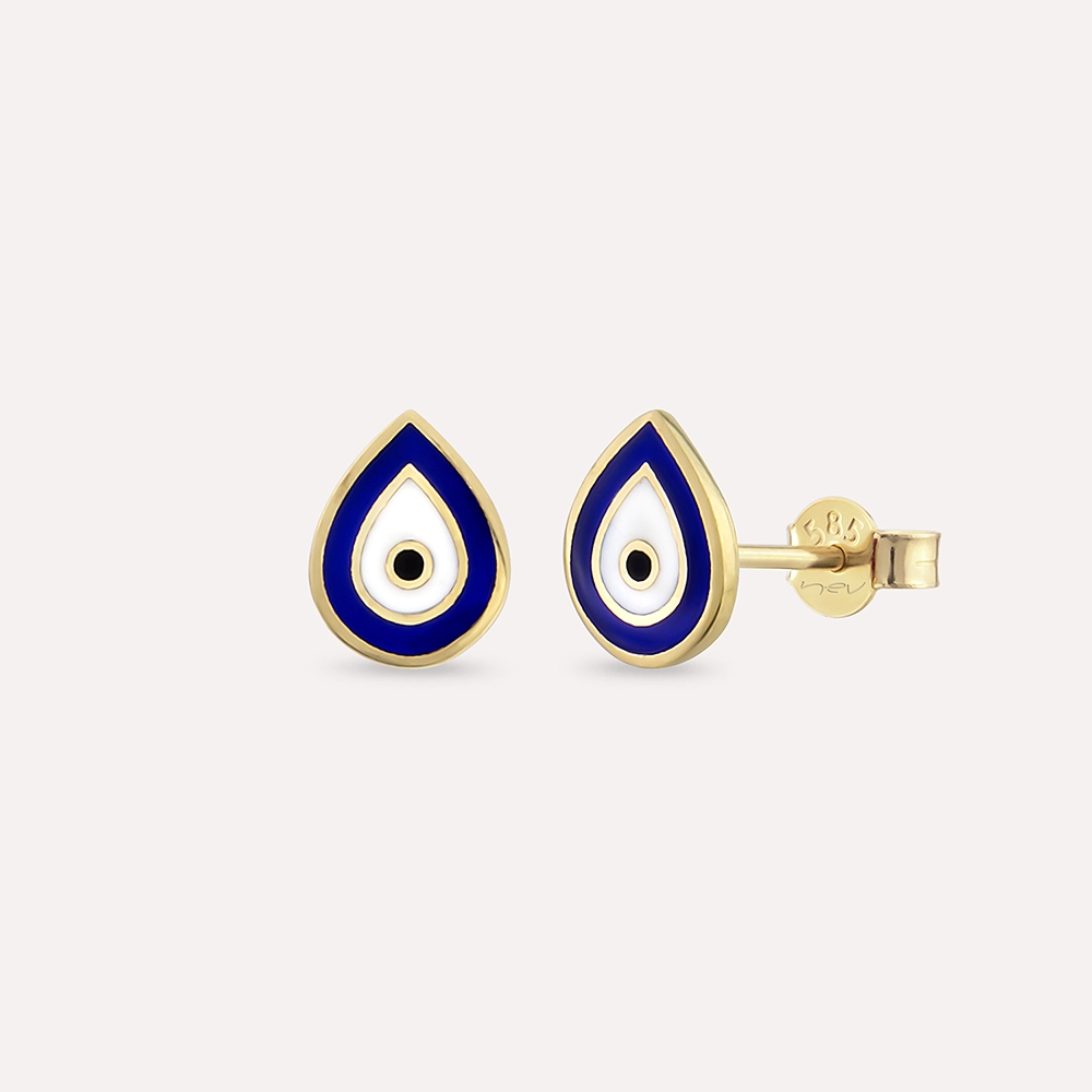 Evil Eye Yellow Gold Child Earring - 1