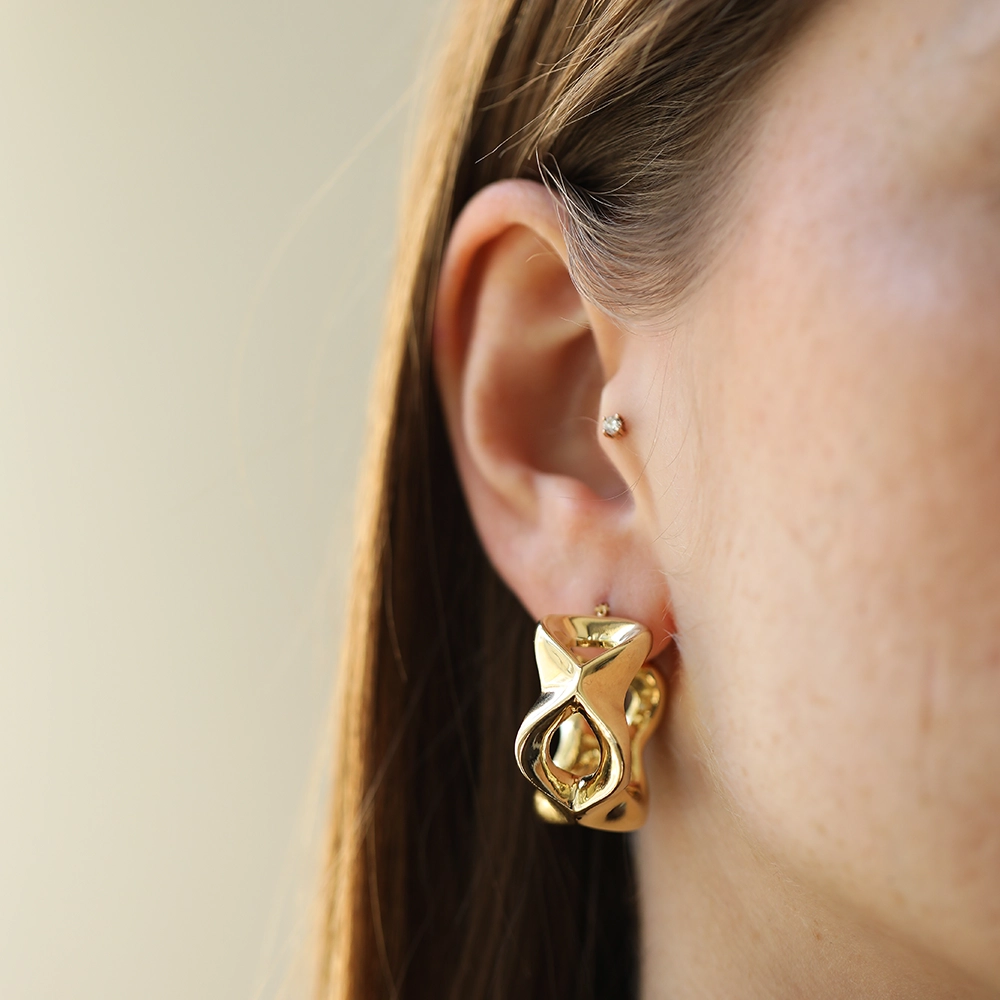 Evolve Yellow Gold Italian Hoop Earring - 4