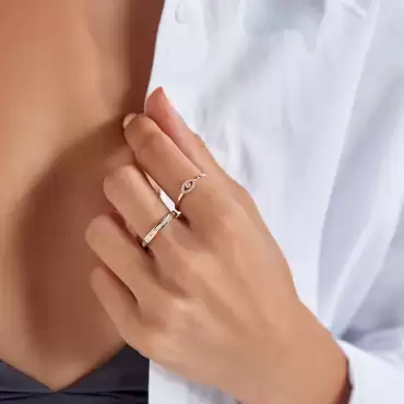 Eye 0.07 CT Pırlanta Taşlı Rose Altın Yüzük - Nev Jewellery (1)