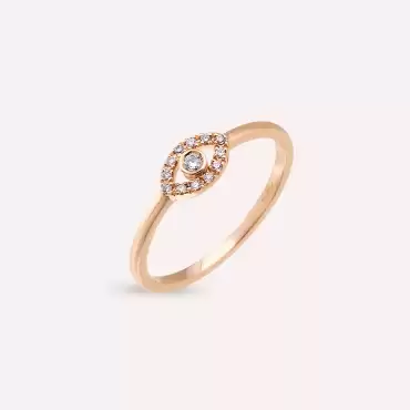 Eye 0.07 CT Pırlanta Taşlı Rose Altın Yüzük - Nev Jewellery (1)