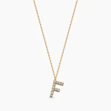 F Harf 0.07 CT Pırlanta Taşlı Rose Altın Kolye - Nev Jewellery (1)