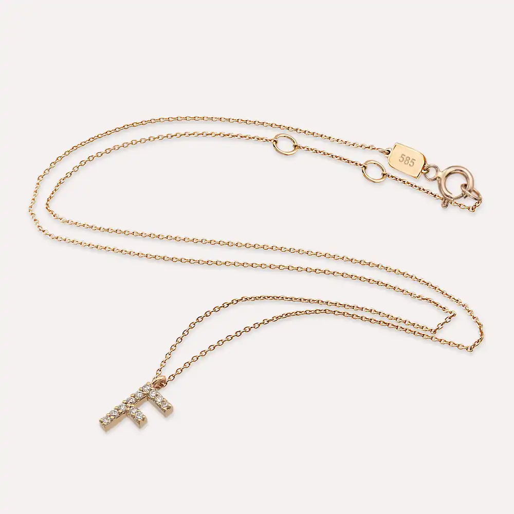 F Harf 0.07 CT Pırlanta Taşlı Rose Altın Kolye - 3