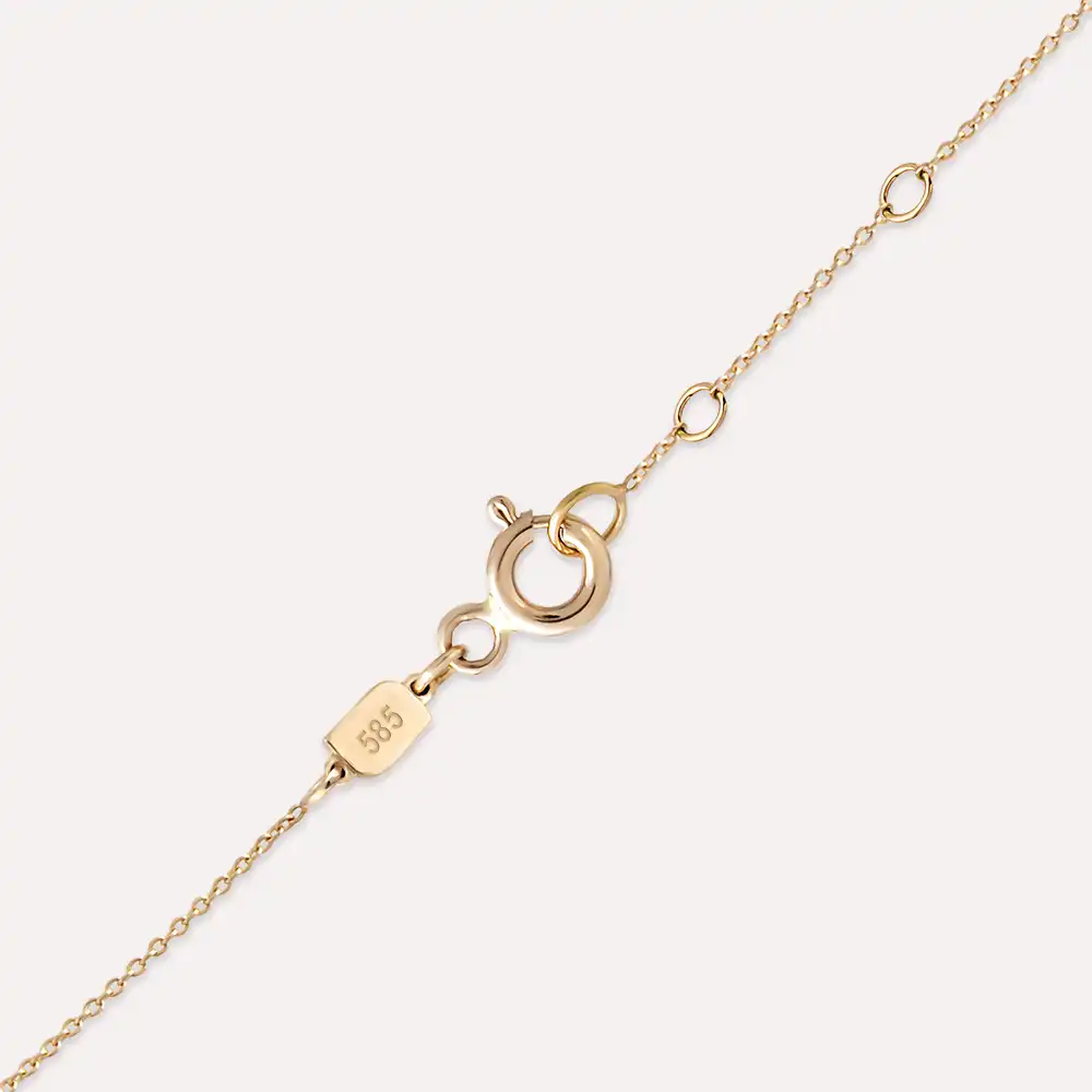 F Harf 0.07 CT Pırlanta Taşlı Rose Altın Kolye - 5