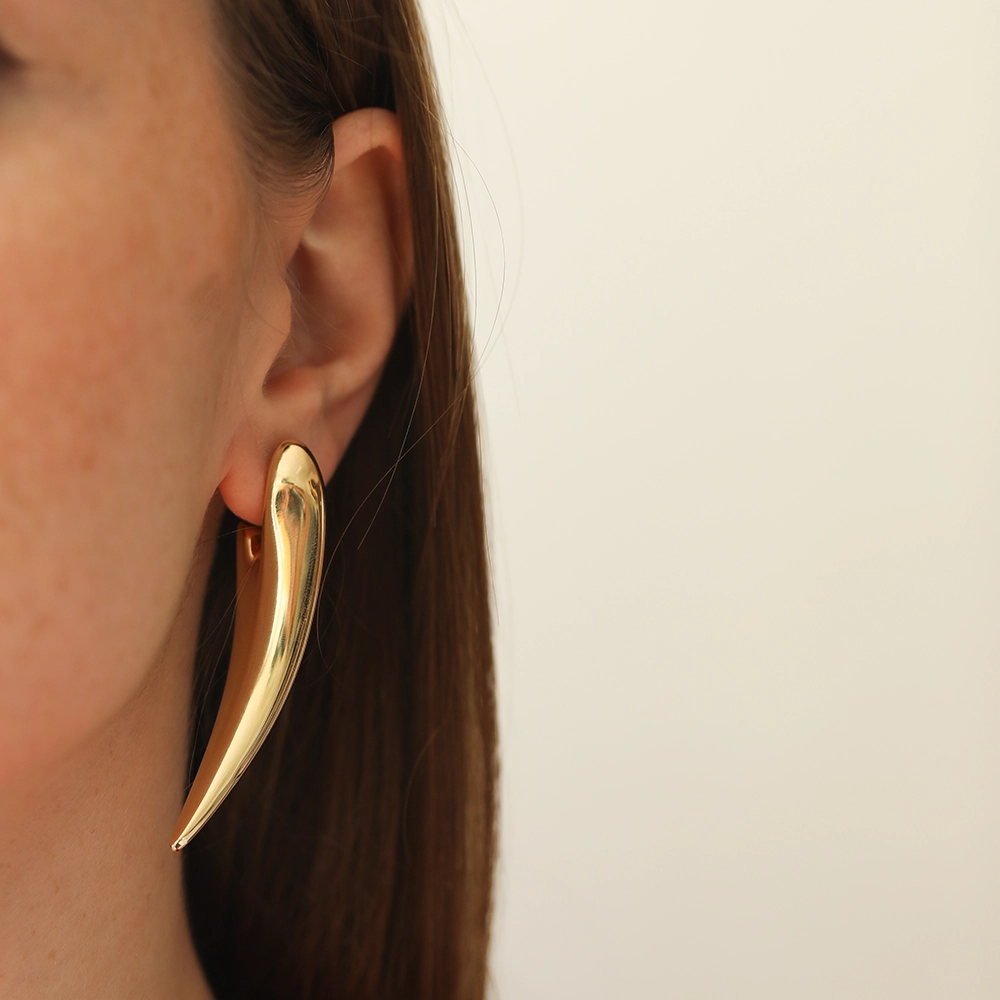 Fang Yellow Gold Italian Earring - 1