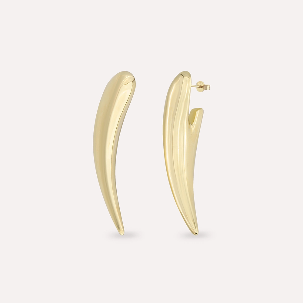 Fang Yellow Gold Italian Earring - 2