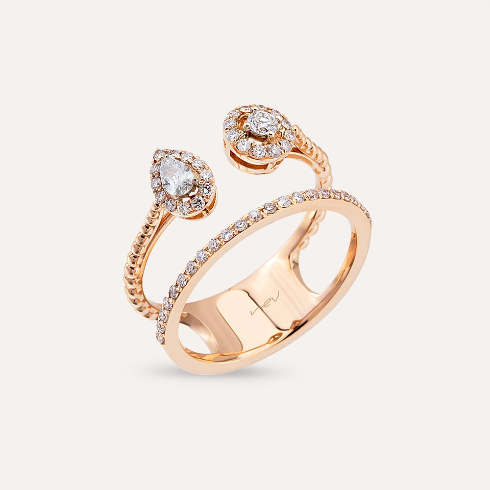 Felon Damla Kesim Pırlanta Taşlı Rose Altın Yüzük - Nev Jewellery (1)