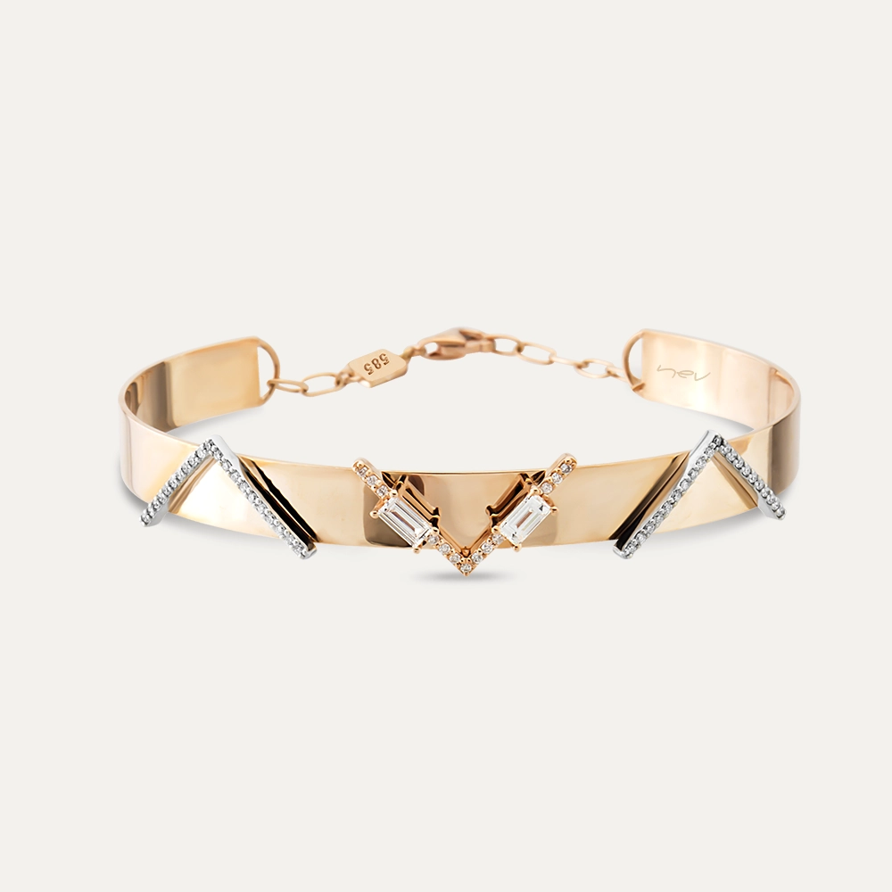 Feronia 0.46 CT Baget Kesim Pırlanta Taşlı Rose Altın Bileklik - Nev Jewellery (1)
