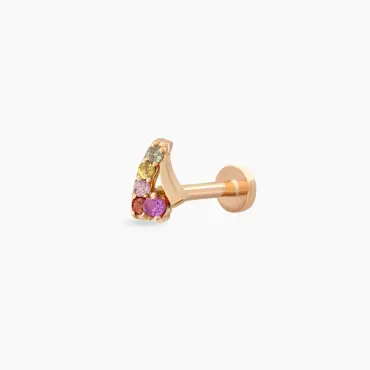 Fey Multciolor Safir Taşlı Rose Altın Piercing - Nev Jewellery (1)