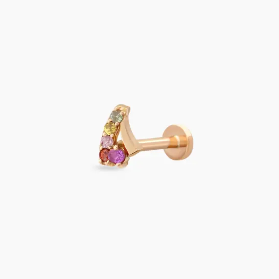 Fey Multciolor Safir Taşlı Rose Altın Piercing - 1