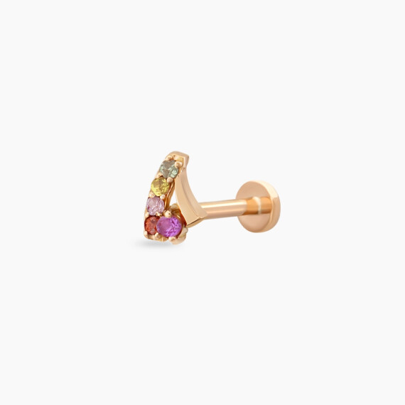 Fey Multicolor Sapphire Rose Gold Piercing - Nev Jewellery