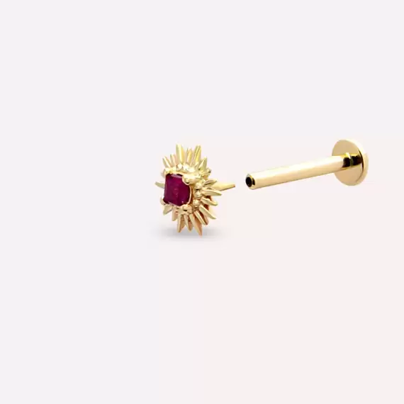 Feya Ruby Yellow Gold Piercing - 4