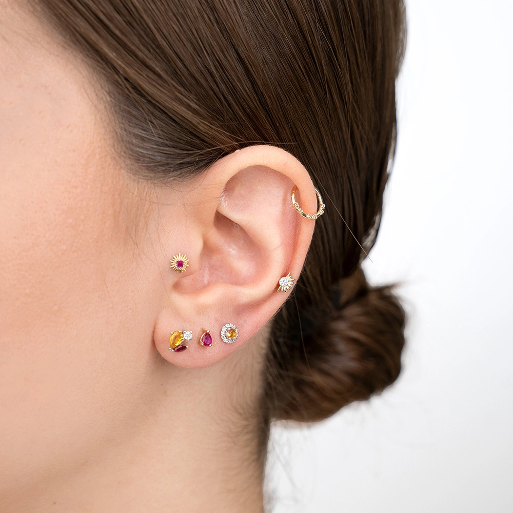 Feya Ruby Yellow Gold Piercing - 3