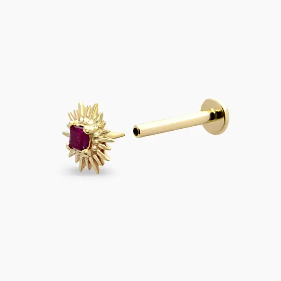 Feya Ruby Yellow Gold Piercing - 4