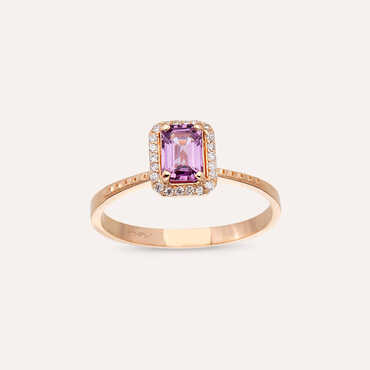 Fiona 0.64 CT Purple Safir ve Pırlanta Taşlı Rose Altın Yüzük - Nev Jewellery