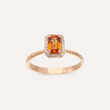 Fiona 0.70 CT Orange Sapphire and Diamond Rose Gold Ring - Nev Jewellery