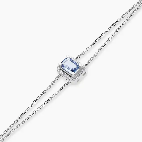 Fiona Blue Safir ve Pırlanta Taşlı Beyaz Altın Bileklik - 2