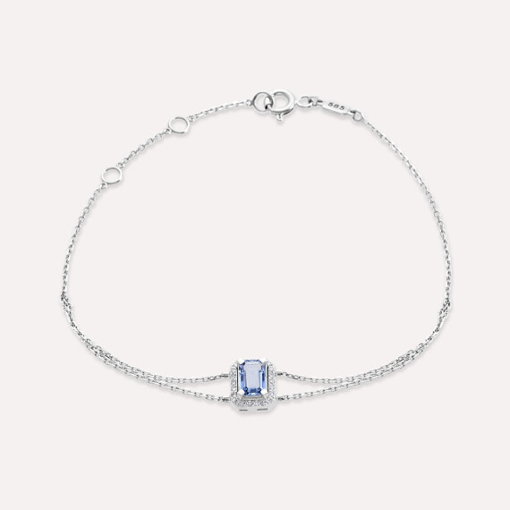 Fiona Blue Sapphire and Diamond White Gold Bracelet - Nev Jewellery