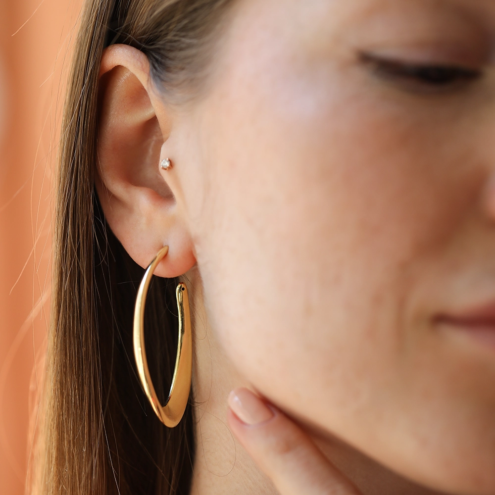 Fiora Yellow Gold Italian Hoop Earring - 1