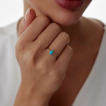Firuze Taşlı Burgu Tasarım Yüzük - NEV JEWELLERY