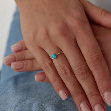 Firuze Taşlı Burgu Tasarım Yüzük - NEV JEWELLERY (1)