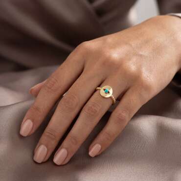 Firuze Taşlı Plaka Yüzük - NEV JEWELLERY