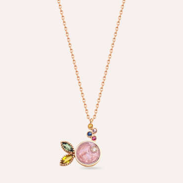 Fish 0.45 CT Multicolor Sapphire and Pink Enamel Rose Gold Necklace - Nev Jewellery