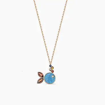 Fish 0.38 CT Multicolor Safir ve Pırlanta Taşlı Mavi Mineli Balık Kolye - Nev Jewellery (1)