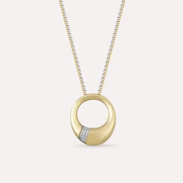 Flanch Sarı Altın Taşlı Kolye - Nev Jewellery (1)