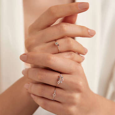 Flare 0.28 CT Multicolor Safir ve Pırlanta Taşlı Yüzük - Nev Jewellery