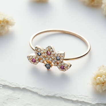 Flare 0.28 CT Multicolor Sapphire and Diamond Ring - Nev Jewellery