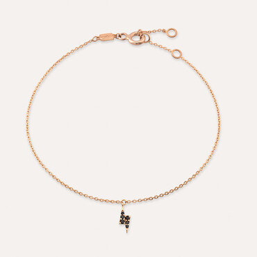 Flash Black 0.07 CT Black Diamond Rose Gold Anklet - Nev Jewellery
