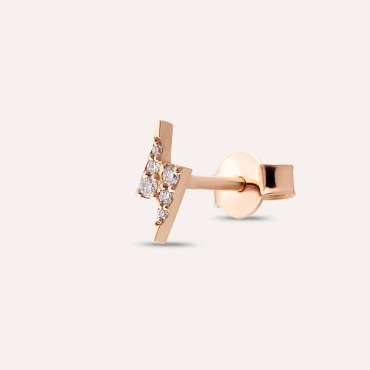 Flash Rose 0.06 CT Pırlanta Taşlı Mini Tek Küpe - Nev Jewellery (1)