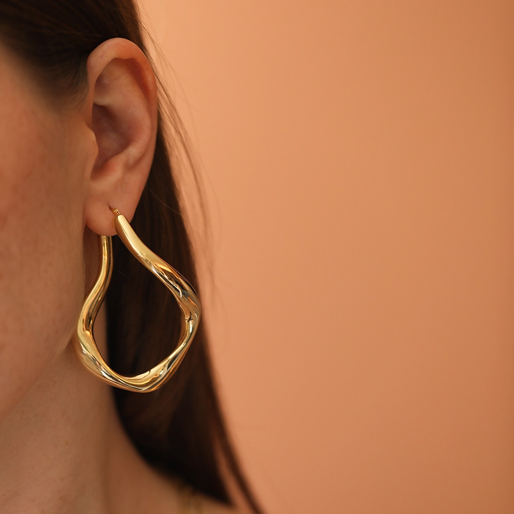 Floe Sarı Altın İtalyan Halka Küpe - Nev Jewellery (1)