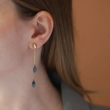 Folio Sarı Altın Sallantılı Küpe - Nev Jewellery (1)