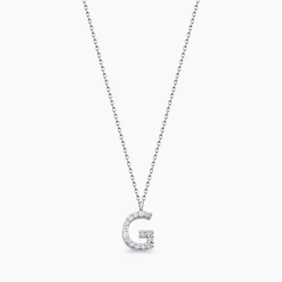 G Letter 0.10 CT Diamond White Gold Necklace - 1