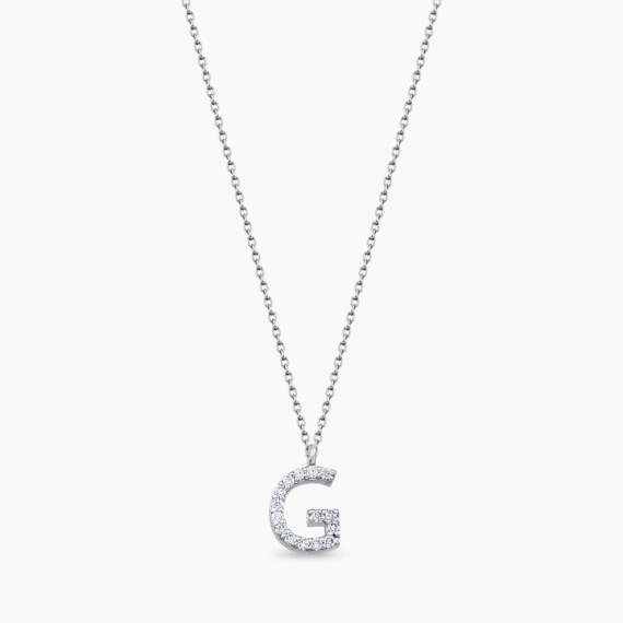 G Letter 0.10 CT Diamond White Gold Necklace - Nev Jewellery