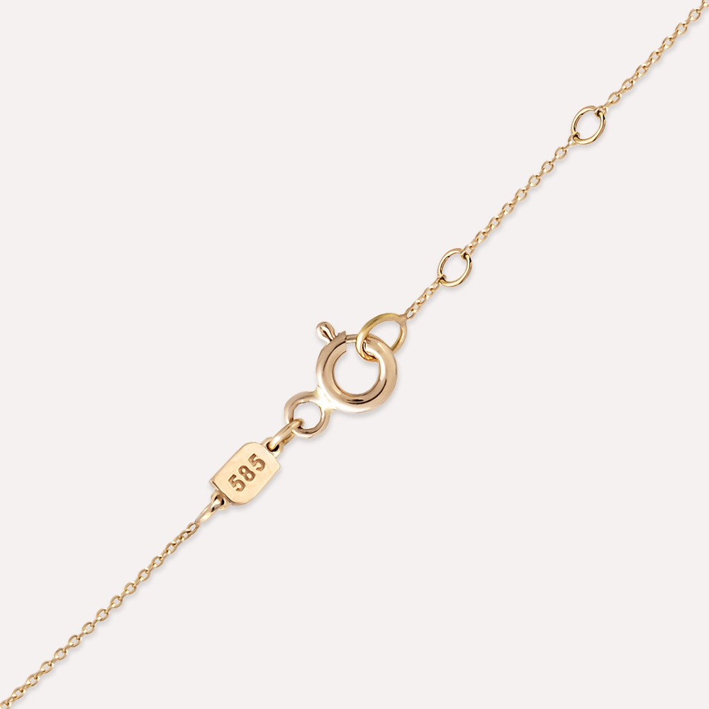 G Letter Diamond and Navy Blue Enamel Rose Gold Necklace - 2