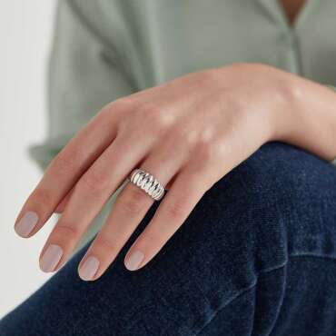 Gaia Beyaz Altın Yüzük - Nev Jewellery