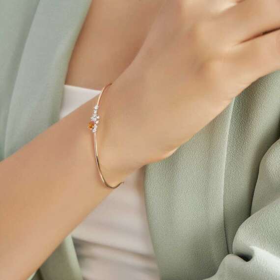 Gala 0.48 CT Orange Safir ve Pırlanta Taşlı Bileklik - 2