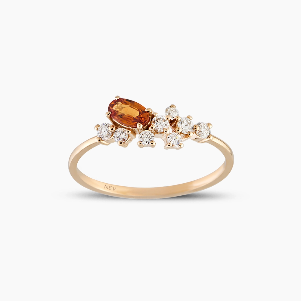 Gala 0.58 CT Orange Safir ve Pırlanta Taşlı Yüzük - Nev Jewellery (1)