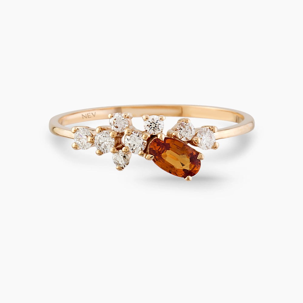 Gala 0.58 CT Orange Sapphire and Diamond Ring - 3