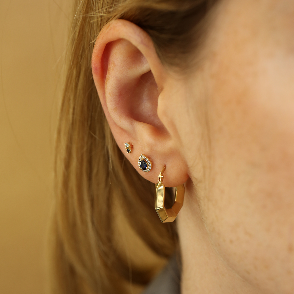 Geo Yellow Gold Hoop Earring - 1