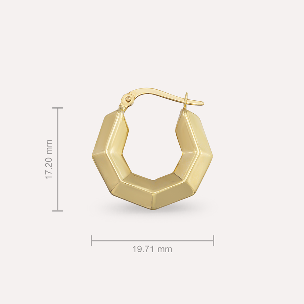 Geo Yellow Gold Hoop Earring - 4