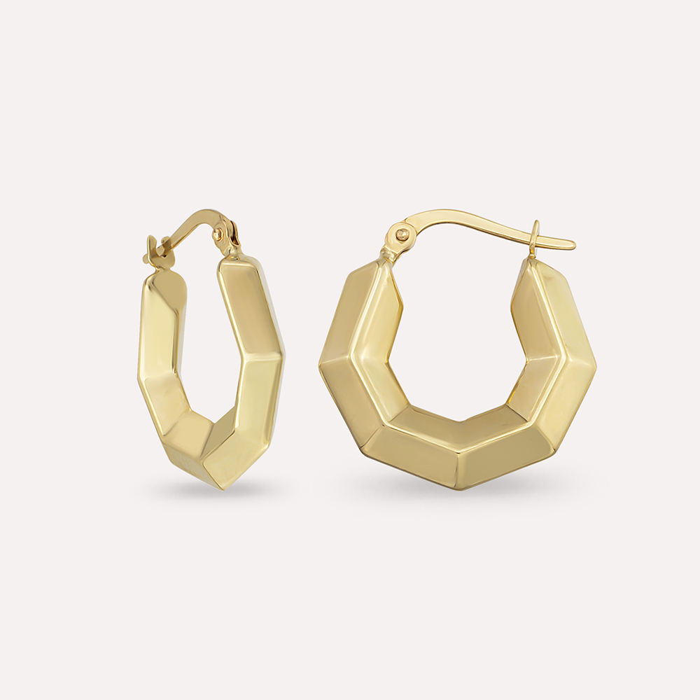 Geo Yellow Gold Hoop Earring - Nev Jewellery (1)