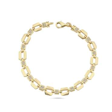 Geometrik Altıgen Tasarım Taşlı Bileklik - NEV JEWELLERY