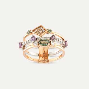 Gimlet 0.98 CT Multicolor Safir ve Pırlanta Taşlı Yüzük - Nev Jewellery